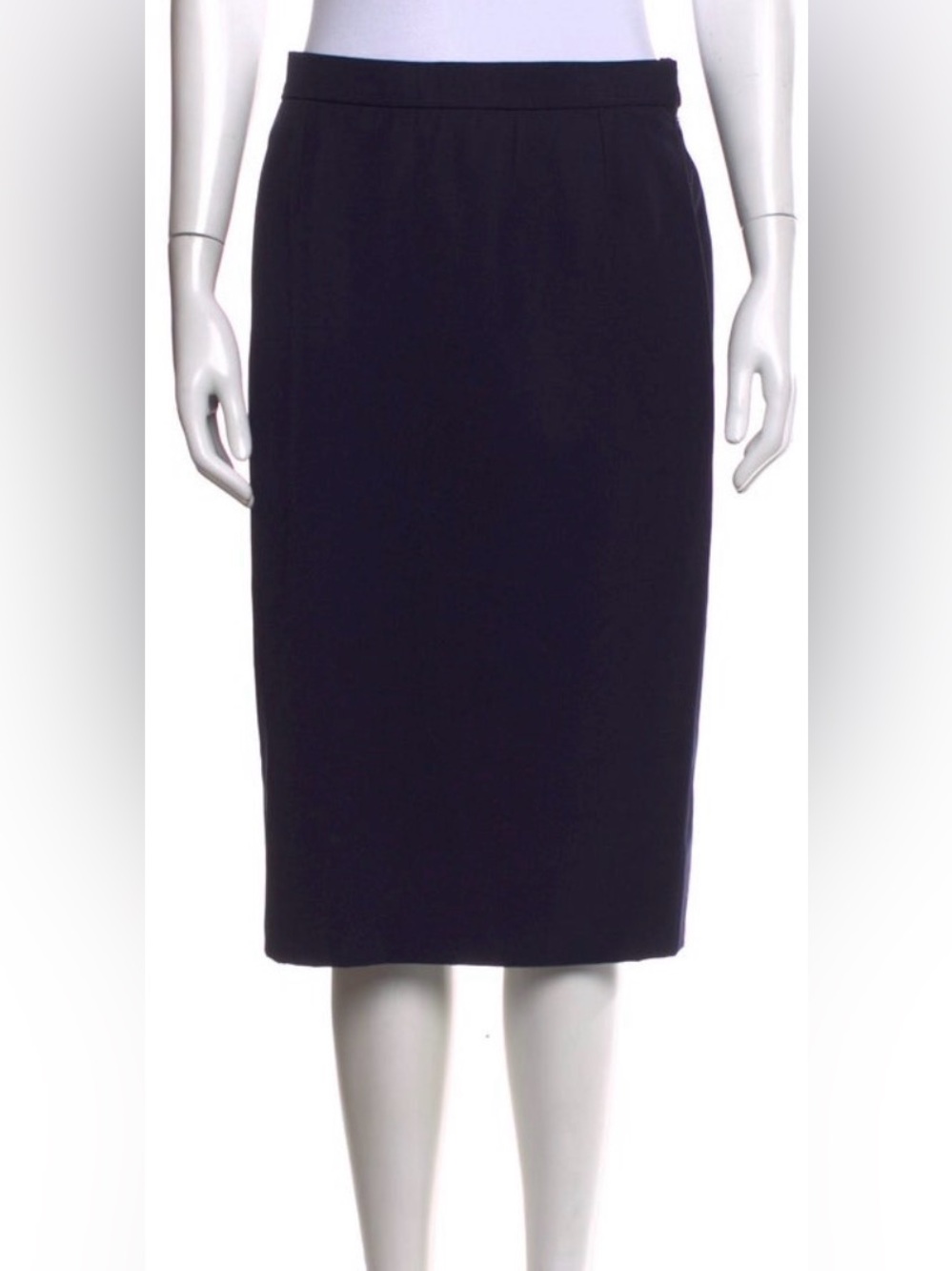 Hermes Black Pencil Skirt wool midi length